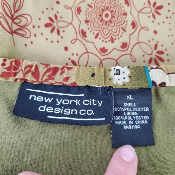 NYC Design Co. Womens Green Paisley Floral Flowy Skirt Size XL Fairy Grunge Y2K - Picture 4 of 8